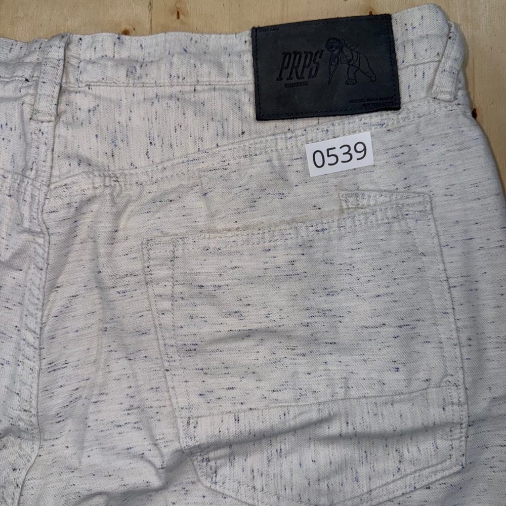 PRPS Goods & Co Mens 40x30 Nep Denim Jeans Cream Blue Fleck Straight Leg
